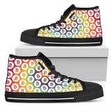 Bitcoin Pattern High Top Shoes - Tie Dye & White w/Black Trim