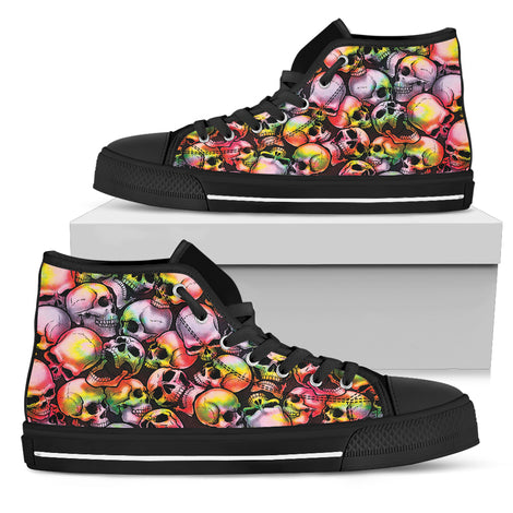 Skull Pile High Top Shoes - Tie Dye w/Black Trim