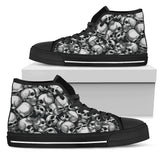 Skull Pile High Top Shoes - Black w/Black Trim