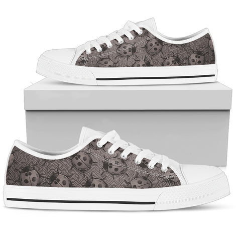 Lady Bug Swirl Low Top Shoes - Gray w/White Trim
