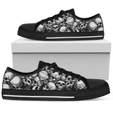 Skull Pile Low Top Shoes - Black & White w/Black Trim