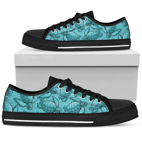 Turtle Swirl Low Top Shoes - Blue w/Black Trim