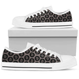 Bitcoin Pattern Low Top Shoes - Gray & Black w/White Trim