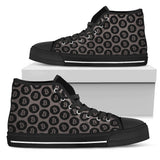 Bitcoin Pattern High Top Shoes - Gray & Black w/Black Trim