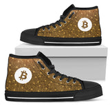 Bitcoin Network Pattern High Top Shoes - Orange w/Black Trim