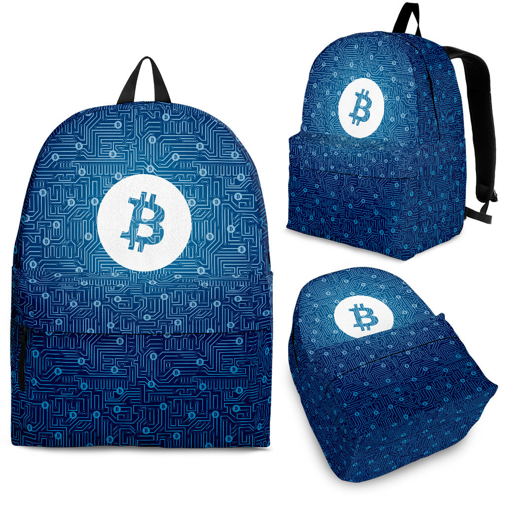 Bitcoin Circuit Board Backpack - Blue