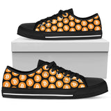 Bitcoin Pattern Low Top Shoes - Orange & Black w/Black Trim