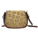 Lady Bug Swirl Black Canvas Saddle Bag - Orange w/Leather Trim