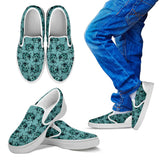 Lady Bug Swirl Slip On Shoes - Teal w/White Trim
