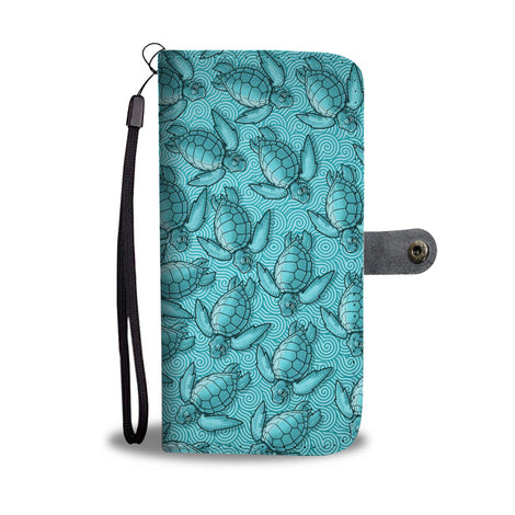 Turtle Swirl Wallet Phone Case - Blue