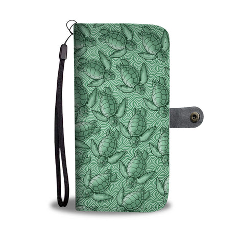 Turtle Swirl Wallet Phone Case - Green