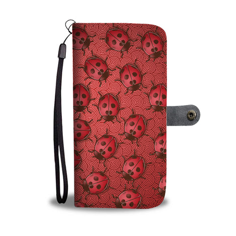 Lady Bug Swirl Wallet Phone Case - Red