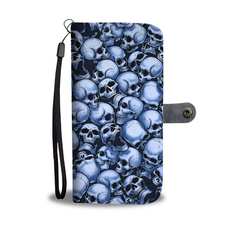 Skull Pile Wallet Phone Case - Blue