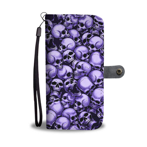 Skull Pile Wallet Phone Case - Purple