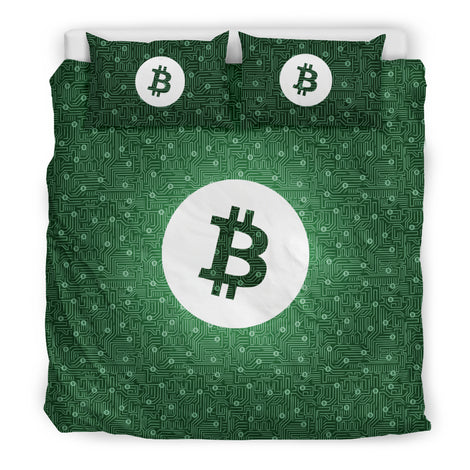 Bitcoin Circuit Board Bedding Set - Green