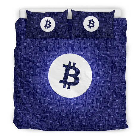 Bitcoin Circuit Board Bedding Set  - Purple