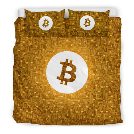 Bitcoin Circuit Board Bedding Set - Orange