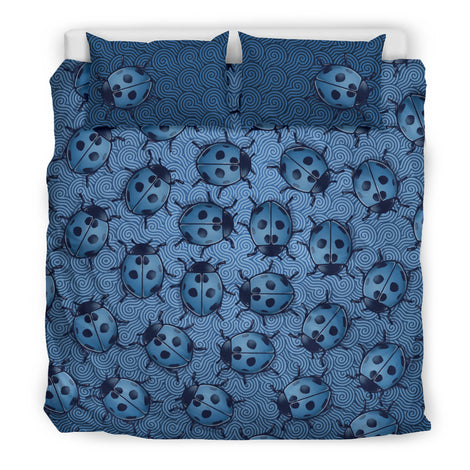 Lady Bug Swirl Bedding Set - Blue