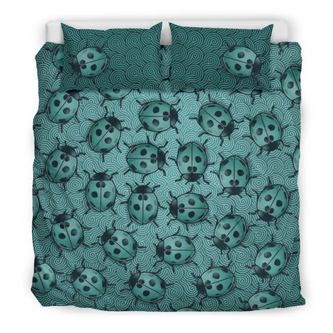 Lady Bug Swirl Bedding Set - Teal