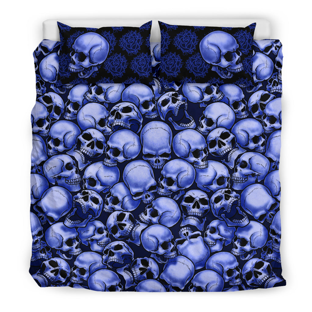 Skull Pile Bedding Set - Blue & Black