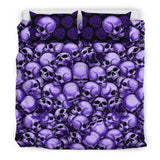 Skull Pile Bedding Set - Purple & Black