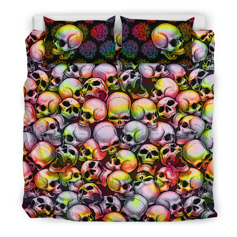 Skull Pile Bedding Set - Tie Dye & Black
