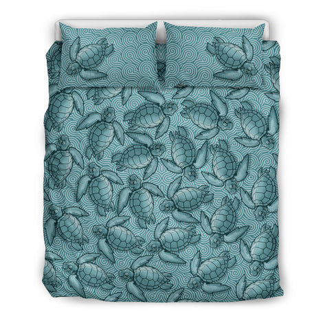 Turtle Swirl Bedding Set - Teal