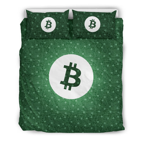 Bitcoin Circuit Board Bedding Set - Green
