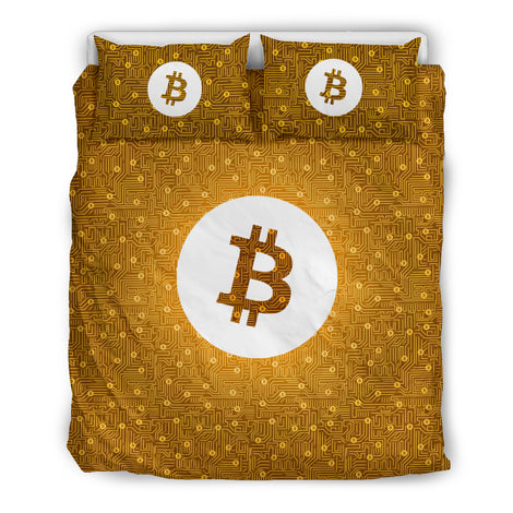 Bitcoin Circuit Board Bedding Set - Orange