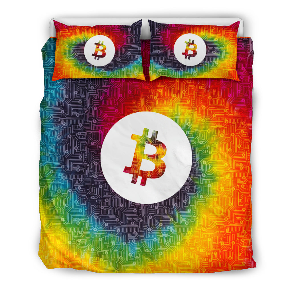 Bitcoin Circuit Board Bedding Set - Tie Dye