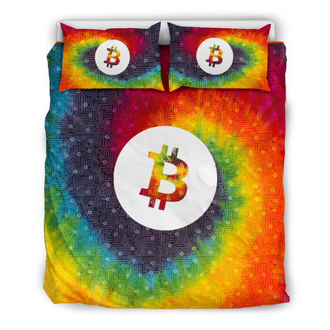 Bitcoin Circuit Board Bedding Set - Tie Dye