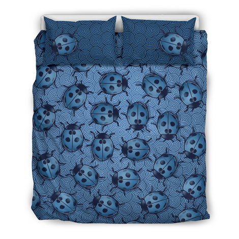 Lady Bug Swirl Bedding Set - Blue