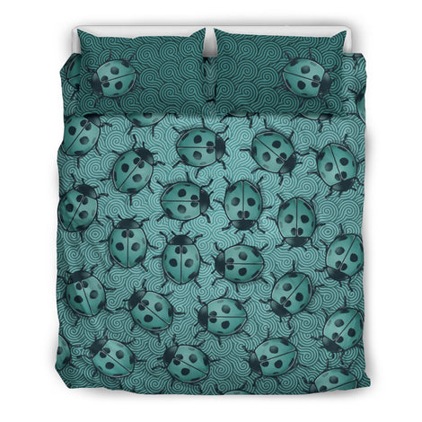Lady Bug Swirl Bedding Set - Teal
