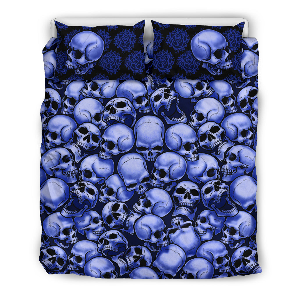 Skull Pile Bedding Set - Blue & Black