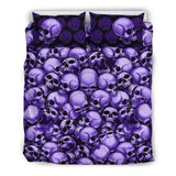 Skull Pile Bedding Set - Purple & Black