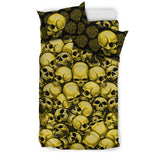 Skull Pile Bedding Set - Gold & Black