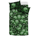 Skull Pile Bedding Set - Green & Black