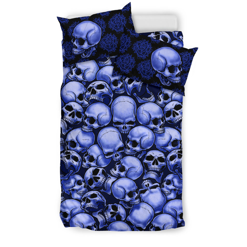 Skull Pile Bedding Set - Blue & Black