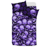 Skull Pile Bedding Set - Purple & Black