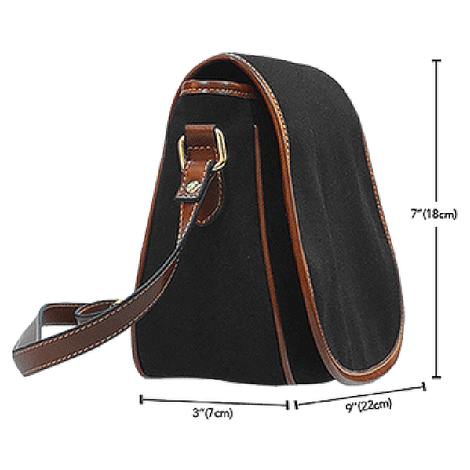 Turtle Swirl Black Canvas Saddle Bag - Mauve w/Black Leather Trim