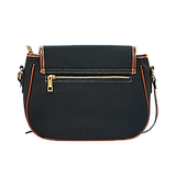 Turtle Swirl Black Canvas Saddle Bag - Purple w/Black Leather Trim