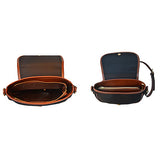 Turtle Swirl Black Canvas Saddle Bag - Blue w/Leather Trim
