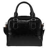 Lady Bug Swirl Shoulder Handbag - Black & White w/Black Trim