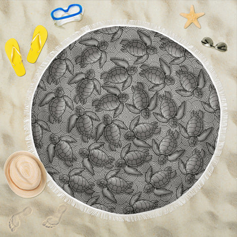 Turtle Swirl Beach Blanket - Gray