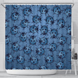Lady Bug Swirl Shower Curtain - Blue
