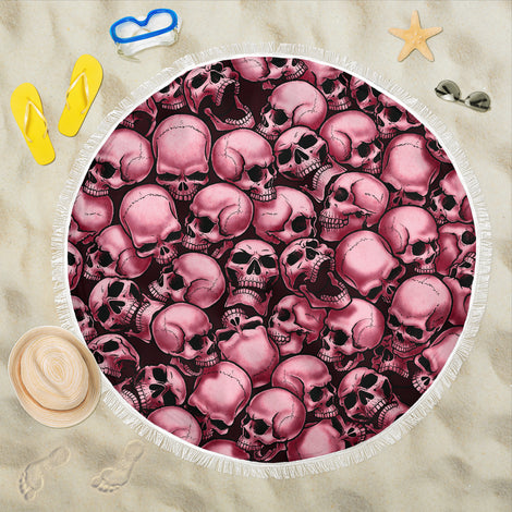 Skull Pile Beach Blanket - Red