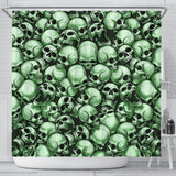 Skull Pile Shower Curtain - Green