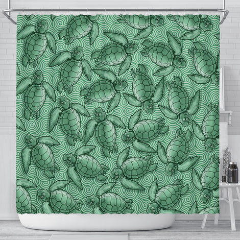 Turtle Swirl Shower Curtain - Green