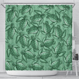 Turtle Swirl Shower Curtain - Green