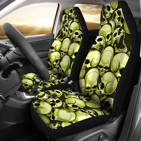 Skull Pile Car Seat Covers - Gold
